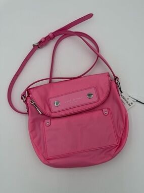 Marc Jacobs Preppy Nylon Natasha Pink Crossbody Bag Flap Messenger NWT